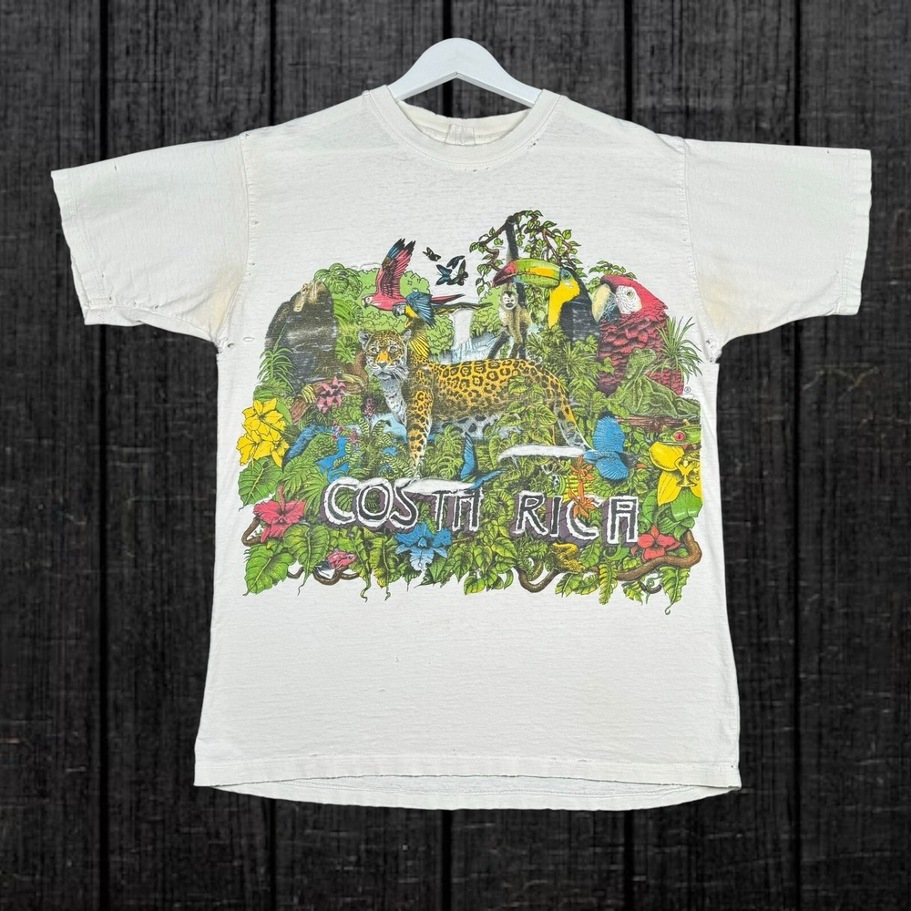 Vintage Y2K Costa Rica Rainforest T Shirt Men's Medium - Distressed Thrashed